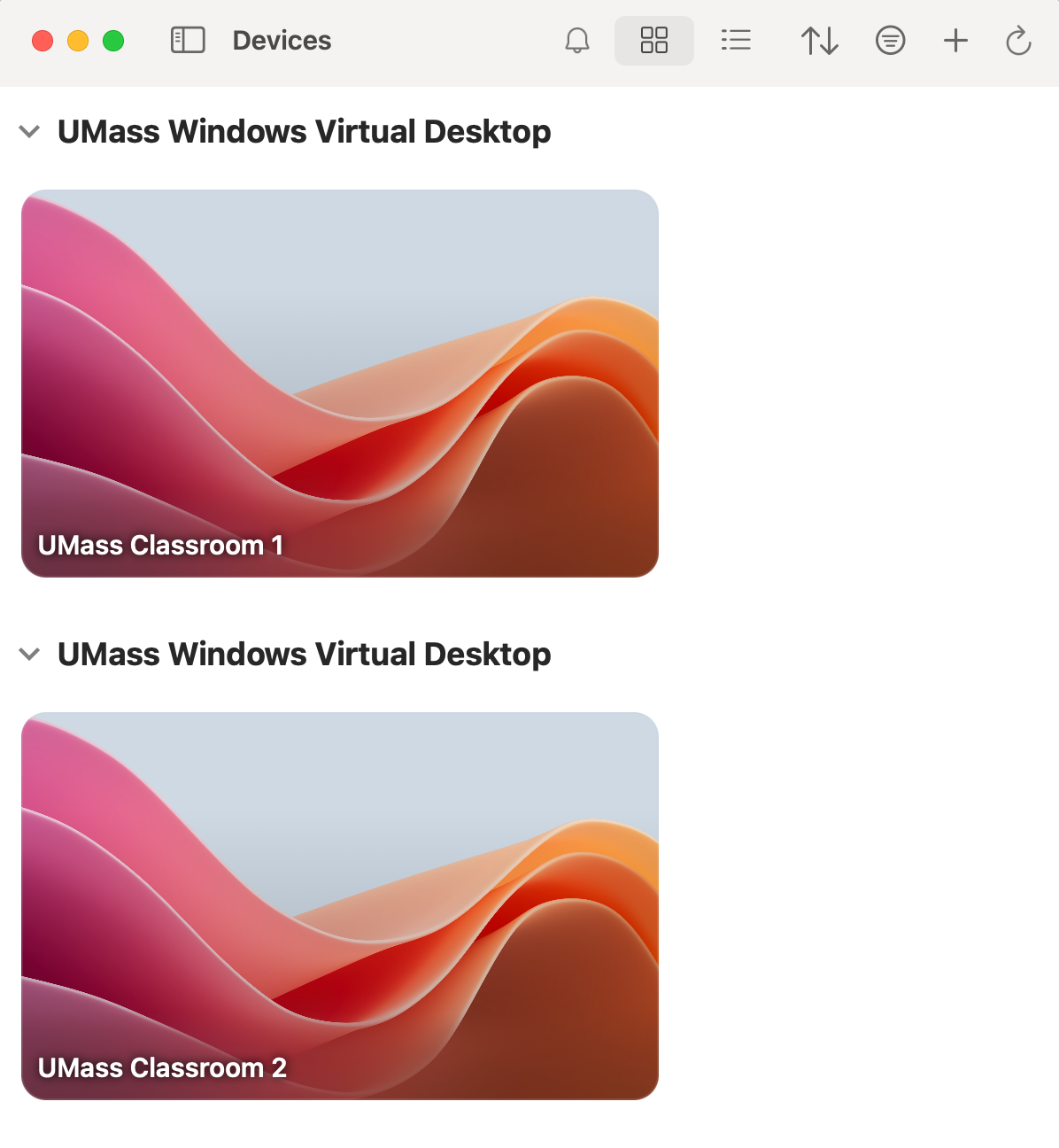 Windows Virtual Desktop Options in Mac Window