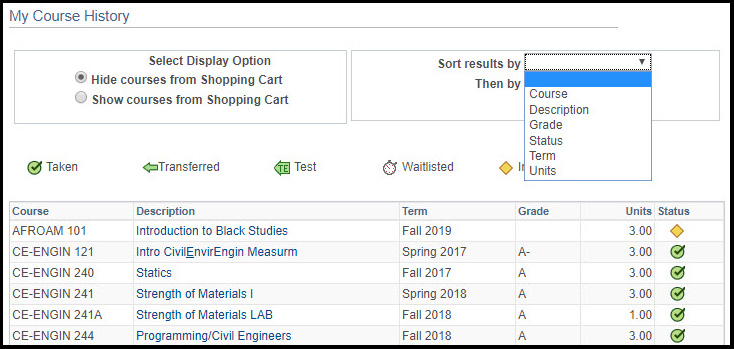 Course history link