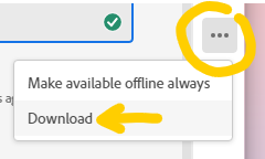 Download button in adobe cc desktop app