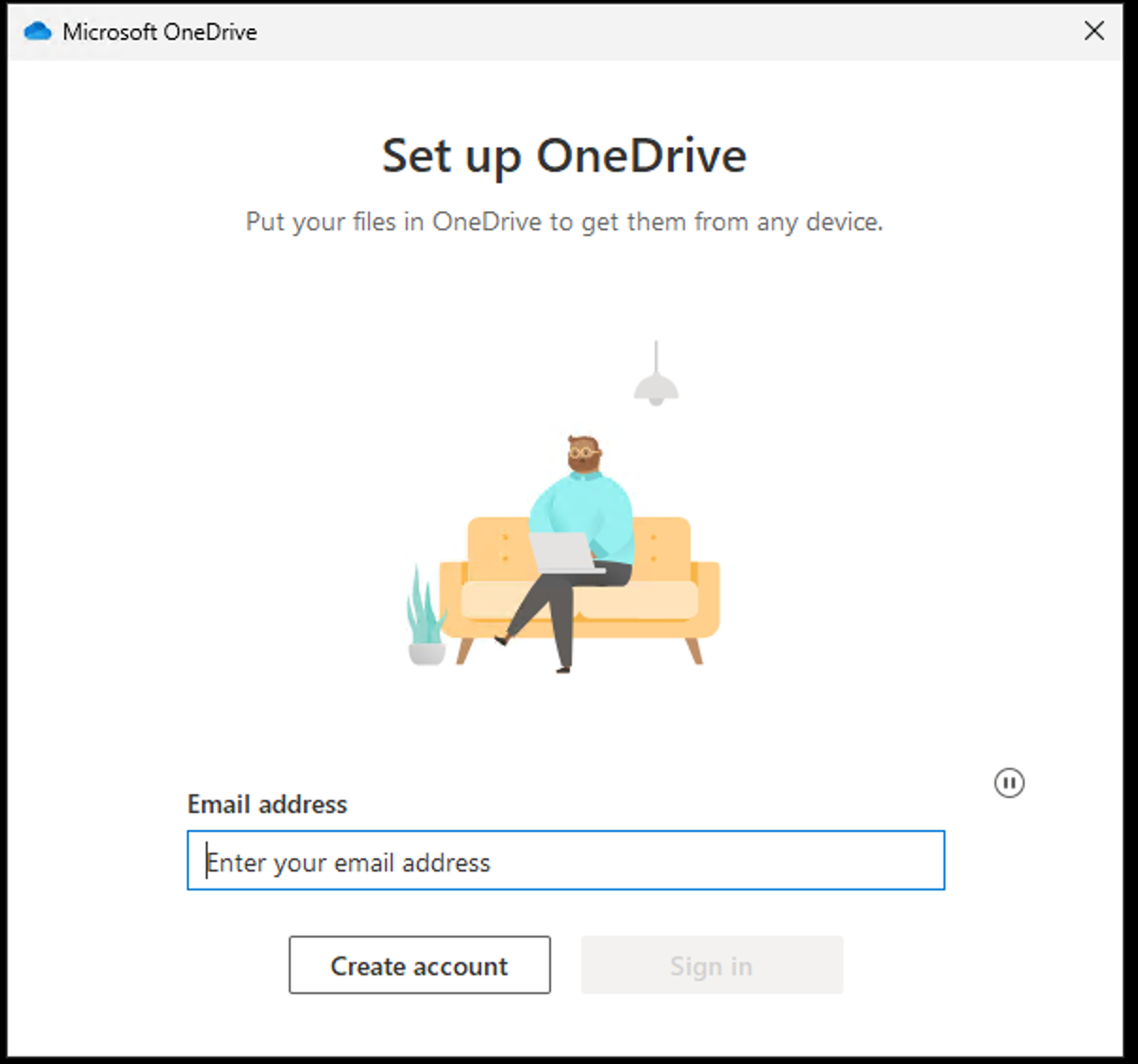 OneDrive Sign in Window