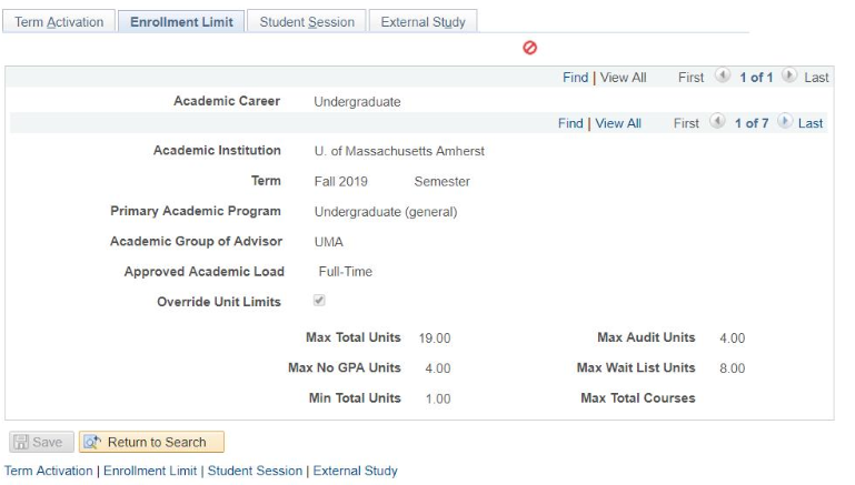 Enrollment Limit index card