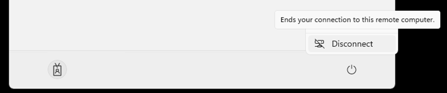 Disconnect from remote session with power icon