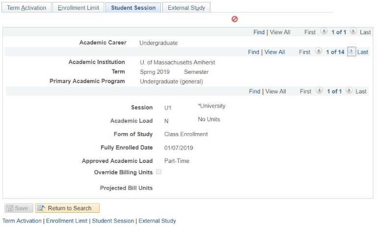 Student Session index card