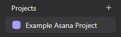 Selecting a project in Asana
