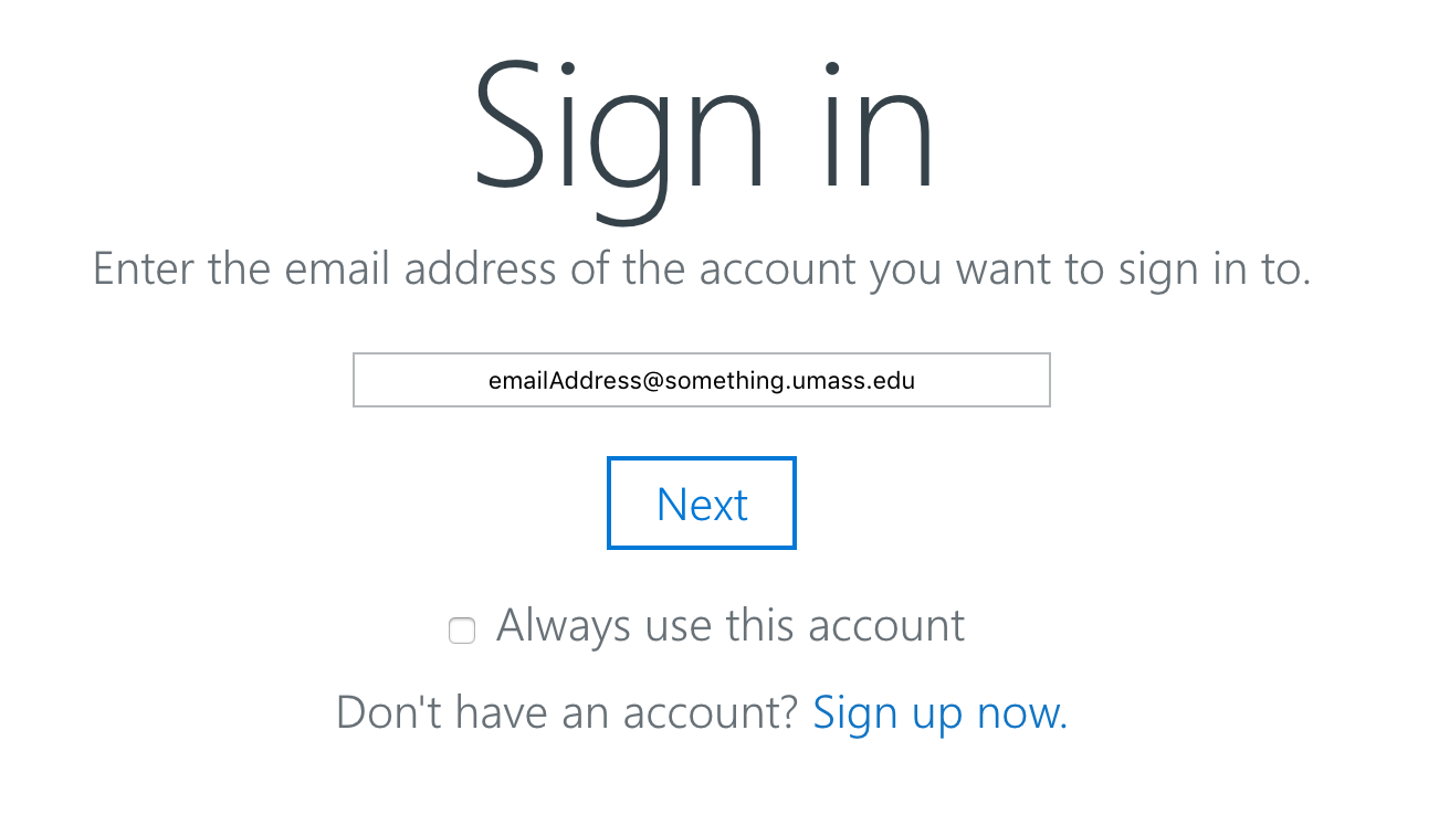 OneDrive sign in interface
