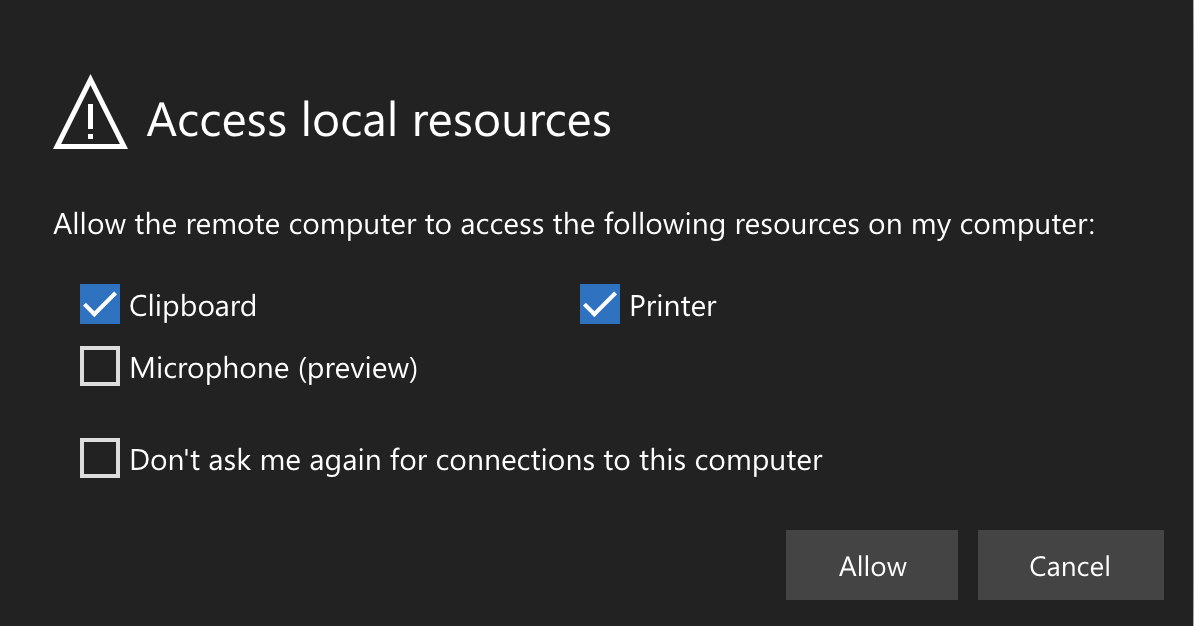 WVD web access local resources