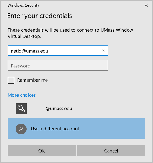 WVD windows security window