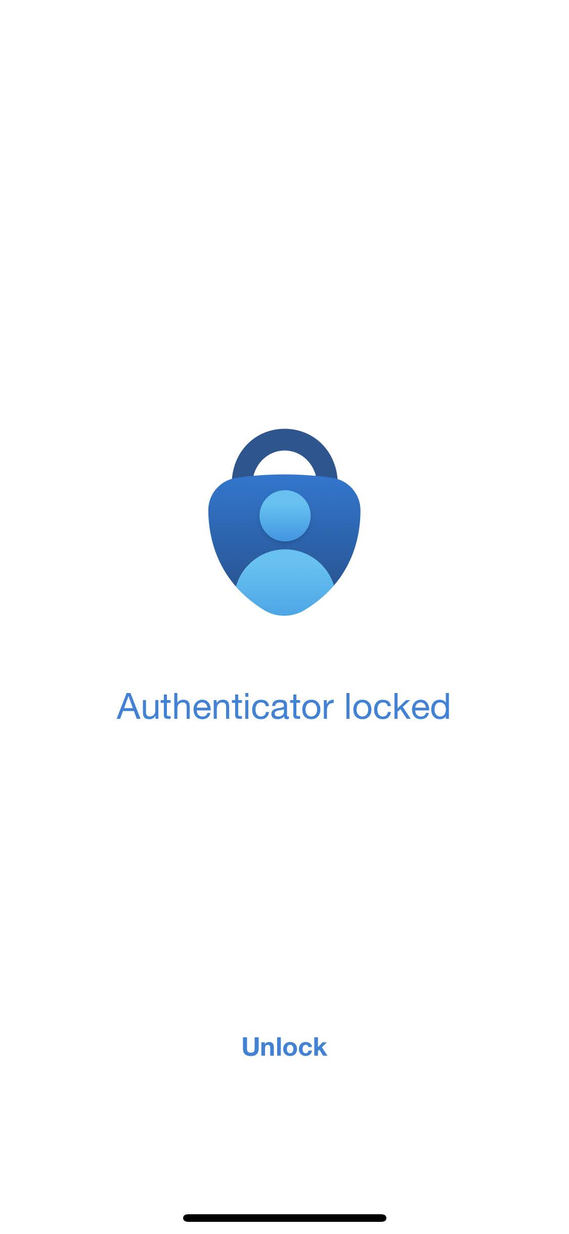 Authenticator app showing Authenticator Locked screen