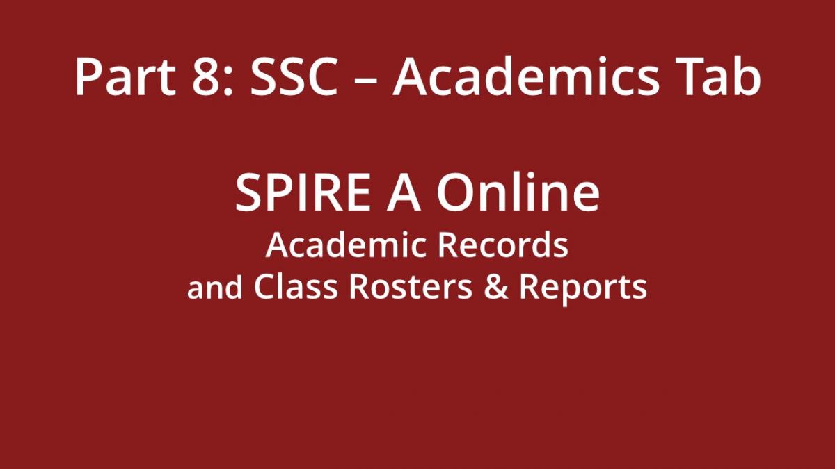 Part 8 SSC Academics Tab